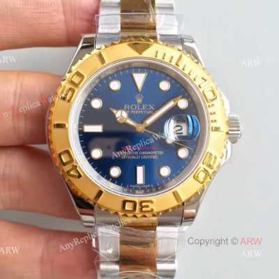 Swiss Copy Rolex Yacht-master 2836 Watch 2-Tone Blue Face